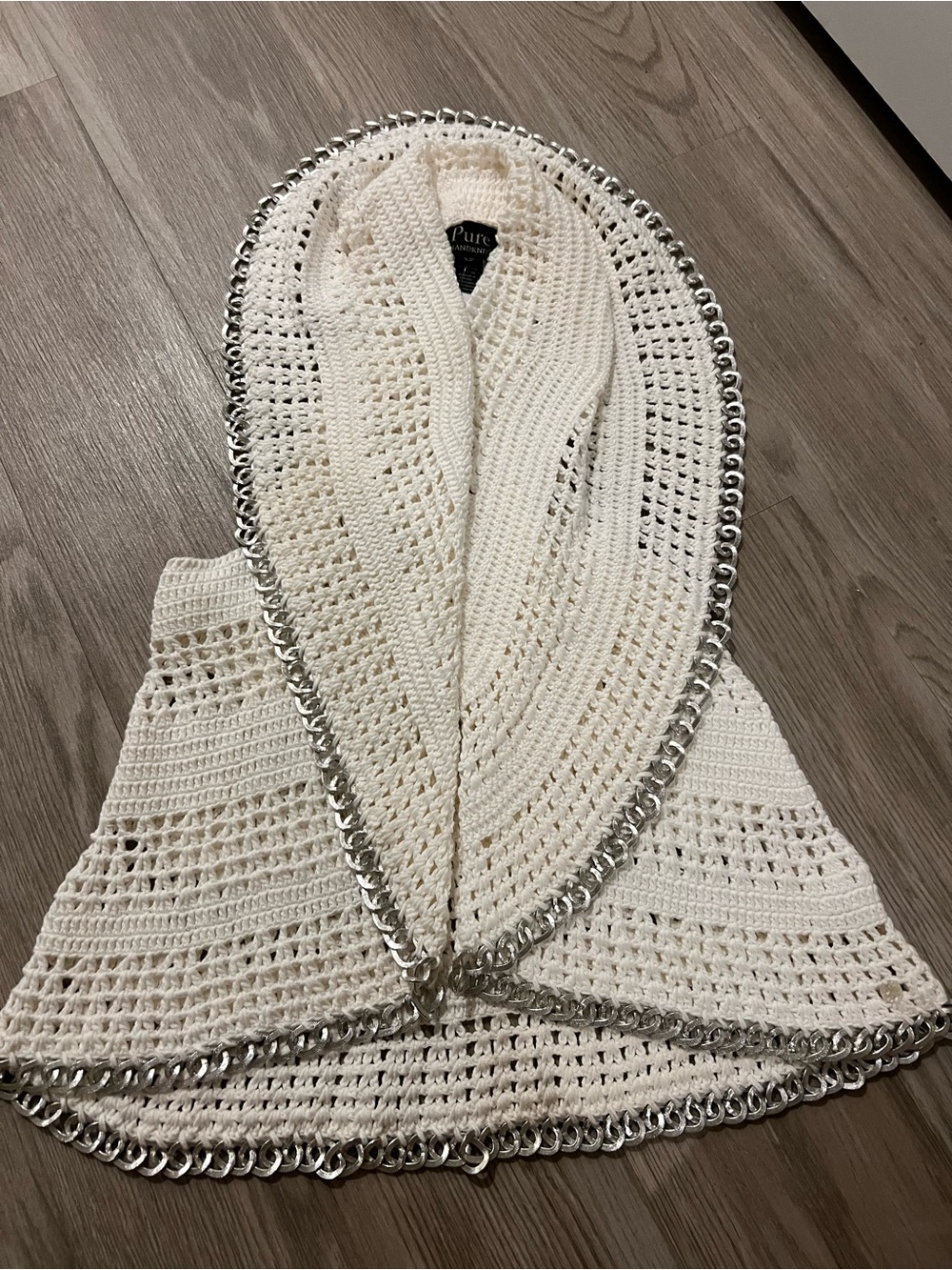 Crochet Vest with Silver Chain Trim - HandKnitted